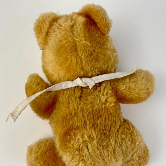 Vintage Disney Pooh Bear Plush, 1960s Winnie the Pooh with bib, NUTSHELLS - Picture 5 of 8